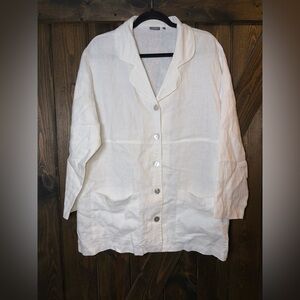 Amelline Linen Tunic Top Patch Pockets